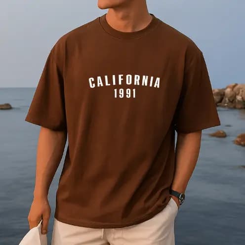 Camiseta Masculina Oversized Casual Urbana Estampa Clean em Algodão Fio 30.1