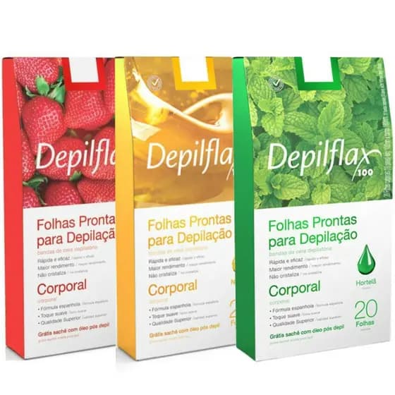 Folhas Prontas Depilatórias Corporal Depilflax C/20 Unidades Cera Rápida