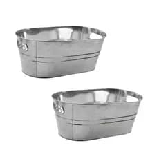 Kit 2 Baldes De Metal Galvanizado Retangular Para Cerveja 7,6 Litros