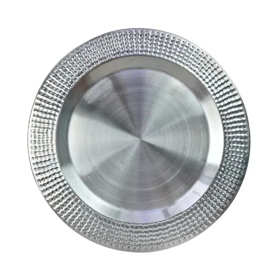 Kit 2 sousplats de inox com detalhes na borda 32cm