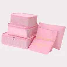 12 Pçs Organizador Mala Viagem Necessaire Poliéster Zíper Bolsa Rosa claro Lisa