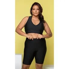 Bermuda Shorts Ciclista Plus Size Suplex Grosso Feminino Academia Cintura Alta