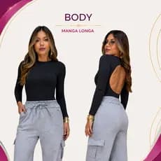 Body Feminino Manga Longa Costa Nua Linha Premium Suplex Max