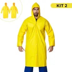Kit 2 Capa De Chuva Impermeável Pvc Forrado Com Capuz Epi Obra