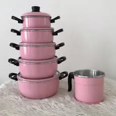 Conjunto de Panelas Rosa bebê + Leiteira N 14