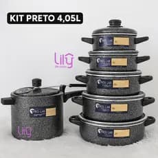 Jogo de Panelas 5 peças + Panela de Pressão 4,5 litros de Excelente Qualidade.