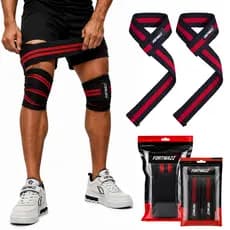 Faixa Joelho e Strap Musculação 100% Algodão e Elástico de Alta compressão