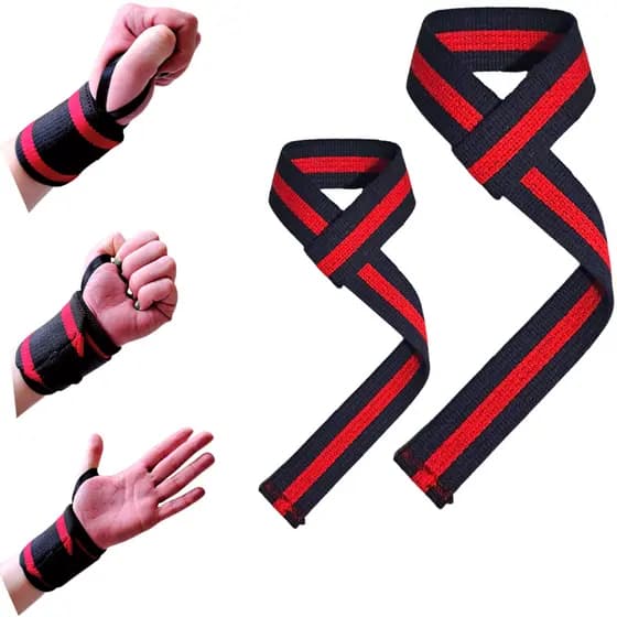 Kit Par Munhequeira e Par Tala Strap Profissional Protetor de Punho Crossfit LPO Musculação