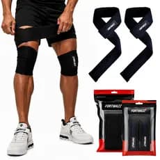Kit Faixa Joelho e Tala Strap para Musculação e Crossfit