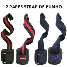 Kit 2 Pares Strap de Punho 100% Algodão Academia - Fortwazz ZZ60