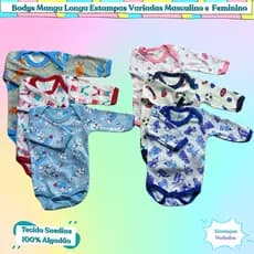 Body ESTAMPADO MANGA LONGA Feminino e Masculino body roupinha de bebe pijama infantil