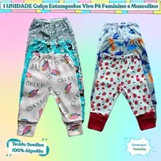 Calça VIRA PÉ ESTAMAPADO mijaozinho pezinho vira pe roupinha de bebe pijama infantil