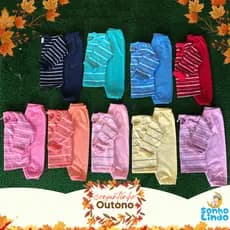 1 Conjuntinho outono listrado infantil pijaminha manga longa menino menina roupa recém nascido