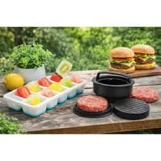 Kit Prensa Molde Caseiro Hamburguer Forma de Gelo Silicone
