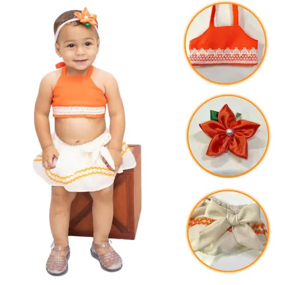 Roupa de Mesversário Fantasia Princesa das Ondas Bebê Conjunto Completo