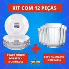 Kit 6 Pratos Fundos Astral Duralex + 6 Copos Americano 190ML