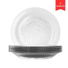 Conjunto 6 Pratos Duralex Primavera Fundo Transparente - Resistente