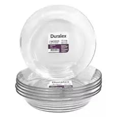KIT 6 PRATOS FUNDOS SOPA DURALEX ASTRAL VIDRO TRANSPARENTE LISO