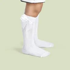 Meia Com Laço 3/4 Infantil Para Menina Até O Joelho Formatura P M G - 22 ao 33