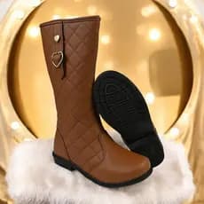 Bota Infantil Cano Alto Coturno Menina Fleca Matelassê  Lançamento