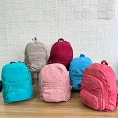 Mochila Casual  Moda Nylon Pano Escolar Feminina Leve Cor Sólida Simples Viagem Média