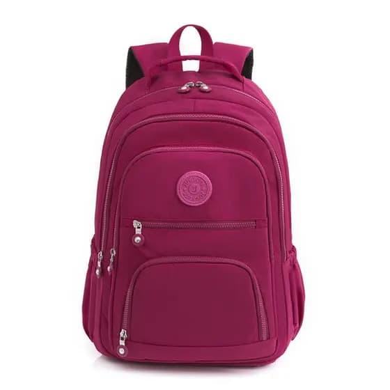 Mochila Casual  Moda Nylon Pano Escolar Feminina Leve Cor Sólida Simples Viagem Média