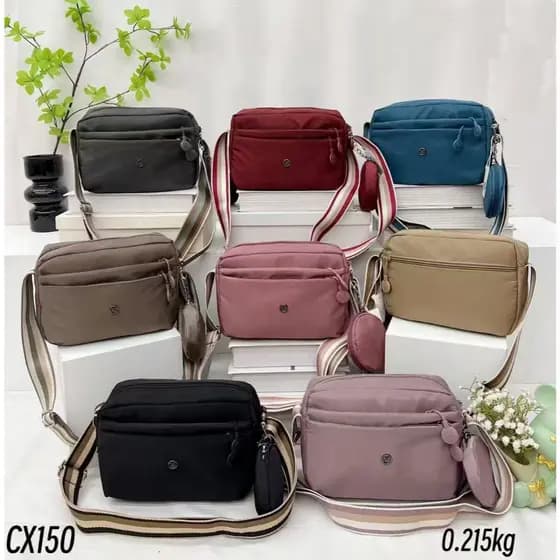 Bolsa media feminina leve e durável com múltiplos zíper tecido ultra-leve, estilo moderno