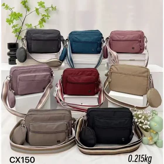 Bolsa media feminina leve e durável com múltiplos zíper tecido ultra-leve, estilo moderno