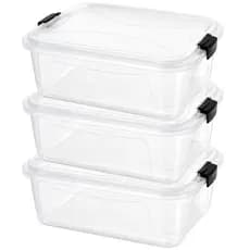 Kit 12 Caixas 9 Litros Organizadoras Multiuso Tampa Trava Bpa Cozinha Lavanderia Armario Organização