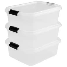 Kit 3 Caixas Organizadoras Container Trava 9L Transparente Bpa Free