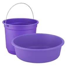 Kit 3 Balde e Bacia Multiuso Organização Lavanderia Roupas Casa Utilidades Cores para Limpeza