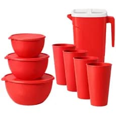 Kit Bowls Plástico 5L 3L 1,1L Jarra 2L 4 Copos Cozinha Conjunto