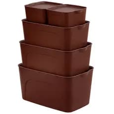 Conjunto de 5 Caixas Organizadoras 31L 18L 9L Terracota Kit 5 Brinquedos Roupas Moderna
