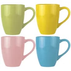 Jogo 4 Canecas Glamour 260ml Coloridas Mesa Posta Porcelana Premium Cozinha Cantinho Café