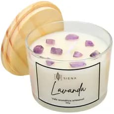 Vela Aromática Perfumada de Lavanda com Cristais Ametista - Cera de COCO