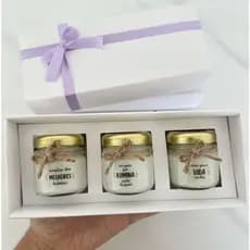 Kit de Mini Velas Aromáticas Melhores Amigas Presente Criativo - Lavanda, Flor de Cerejeira e Cereja e Avelã