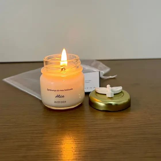 Kit 25 Mini Velas Aromáticas - Lembrança Batizado, Primeira Comunhão, Crisma - com Espírito Santo