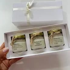 Kit Convite para Padrinhos Madrinha Padrinho Casamento – 3 Mini Velas Aromáticas