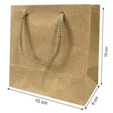 Kit 10 Sacolas De Papel Kraft - Mini Pequena 10x10x6