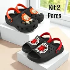 Kit 2 Pares Sandália Infantil Menino com Babuche Confortável Leve e Versátil