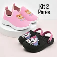 Kit 2 Pares Tênis Infantil Menina Macio e Sandália Confortável Antiderrapante