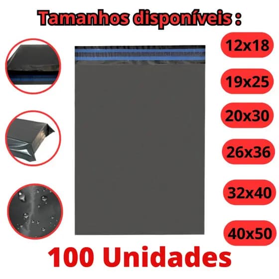 Envelope De Segurança Embalagem para Ecommerce com 100 Unidades
