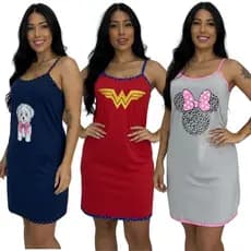 Camisola Feminina Alcinha Personagem / Camisola de Malha