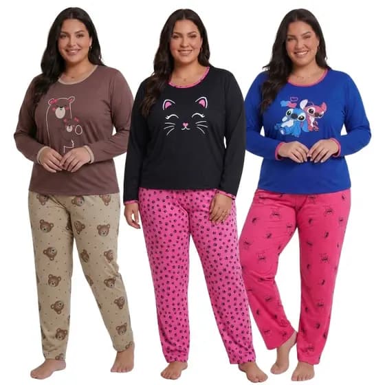 Pijama Feminino Plus Size / Pijama de Frio
