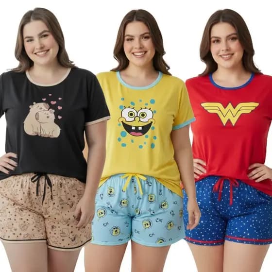 Baby Doll Plus Size Meia Manga / Baby Doll Feminino / Roupa de Dormir