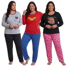 Pijama Feminino Plus Size Personagem / Pijama de Frio / Roupa de Dormir
