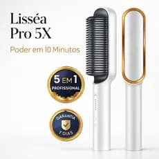 Escova Alisadora Bivolt 5 em 1 - Alisa, Hidrata, Modela, Alinha e Anti-Frizz - Branca