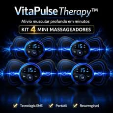 Kit 4 Mini Massageador Elétrico Portátil Recarregável Eletroterapia Pescoço e Perna - Bivolt