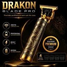 Máquina de Cortar Cabelo Dragão Aparador de Barba Masculino Sem Fio USB Bivolt (4x Pentes)
