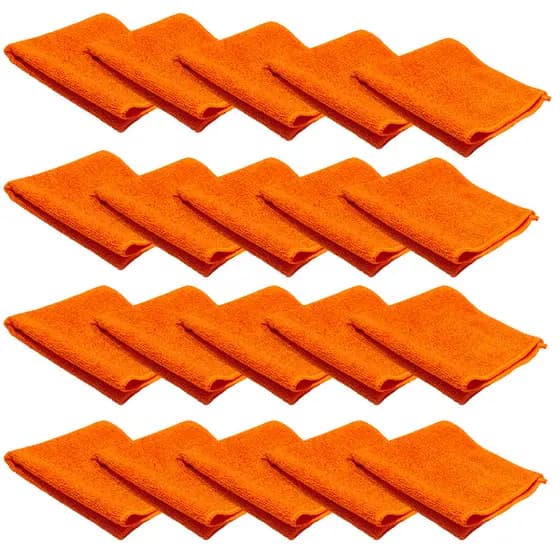 KIT 20 PANO FLANELA MICROFIBRA LIMPEZA PIA CARRO USO GERAL 30X30 CM LARANJA